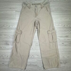 Levis Women's Cargo Pants Wide Leg Khaki Elastic Waistband Hippie Utility XS(?)